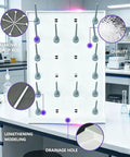 Heavy Duty Lab Drying Rack With Detachable Drip Rods And 9.5cm Spacing For Glassware shows removable drop rods and drainage holes.
