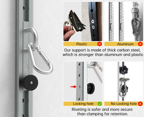 Adjustable Resistance Band Wall Anchor With Auto Locking Mechanism, Forty Inch Built Different Mount System close-up of steel frame details.