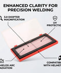 Top Tier Slick Welding Magnifying Cheater Lens Delivers Legit Three Point Zero Diopter Clarity With Heavy Duty Ultraviolet Blocking Eye Shield And Dope Shop Gear For Pro Fabricators, 3.0 diopter lens with UV protection.