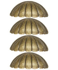 Vintage Shell Cabinet Pulls 4 Pack Antique Bronze Finish showing four heavy duty cup handles for furniture hardware