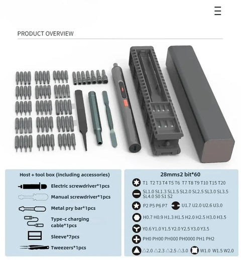 Mini Cordless Electric Drill And Screwdriver Set With No Sweat Operation Dual Purpose Power Tool Lightweight Handheld Driver Kit overview with accessories.
