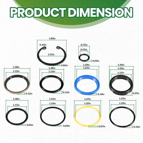 Dimensions of Cylinder Seal Kit For One And A Half Inch Bore Hydraulic Loader Cylinders Fits Loader Models 40 44 60 70 70A
