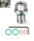 Fix Those Strip Thread Blues Fast With This Super Duper Oversize Piggyback Oil Drain Plug Repair Kit In Smooth Stainless Steel, Includes O Ring And Hex Wrench To Save Your Car Oil Pan For Real. M14 stainless oil drain plug repair kit with O rings and hex wrench