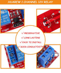 One Channel 12V Relay Module With Optocoupler Isolation For High And Low Level Triggering Pack Of 10 blue terminal board for DIY wiring
