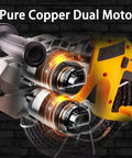 Close-up of pure copper dual motor in the Straight Up Pro Grade Electrician Threading Machine With Brushless Motor.