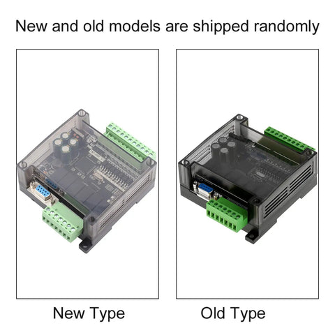 New and old models of Beefed Up 24V DC PLC Controller For Interface Switching With 32 Bit MCU side by side in transparent casing.