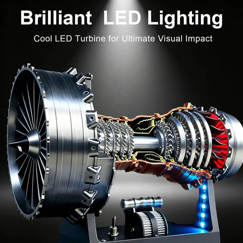Realistic Turbojet Engine Model With Adjustable Speed And LED Lights Educational Aerospace Toy for Gearhead Adults