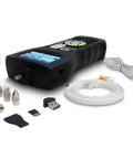 Pro Grade Workhorse Digital Force Gauge for Tension and Compression Testing with accessories, USB, and sharp screen.