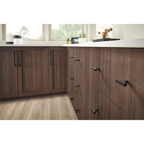 Kitchen cabinets with Riverside 12 Inch Center To Center Cabinet Pull Handle In Grace Collection Finish installed