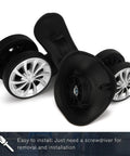 Top Shelf Luggage Wheels Replacement Pair Built Tough With Metal Bearings for suitcases, showcasing durable black and silver rollers.