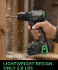 20V Brushless Cordless Drill Driver With 2.0Ah Battery Featuring Rock Solid Grip And Dual Speed Toggle that crushes drywall and lumber, lightweight design.