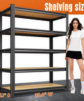 Heavy Duty Garage Shelving Rack Built Like A Tank With Thick Steel Uprights And Durable Boards Adjustable Storage Organizer For Basement Warehouse Kitchen Pantry Black 4600 Lbs Total Capacity with dimensions 71"H x 35.4"W x 15.7"D.
