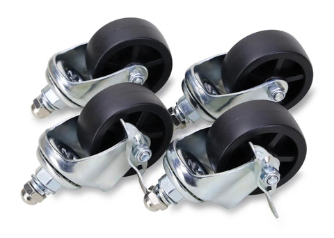 Heavy Duty Rock Solid 6000 Lb Car Wheel Dollies Set Of 4 With Grippy Diamond Plate And Swivel Roller Casters showing close-up of swivel roller casters.