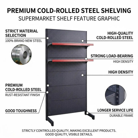 Detailed graphic of Top Shelf Heavy Duty Double Sided Gondola Shelving Above Fridge Display Rack, showcasing premium steel design.