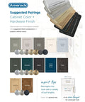 Suggested pairings of cabinet colors and hardware finishes with oil-rubbed bronze options for kitchen design.