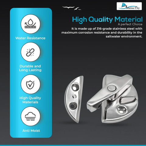 Top Tier 316 Marine Grade Stainless Steel Deck Hatch Latch Featuring A Solid Grip Twist Lock Catch For Saltwater Boats And Yachts Nasty Strong Coastal Watercraft Hardware Polished Finish For Kayaks showing high-quality marine grade latch with polished finish.