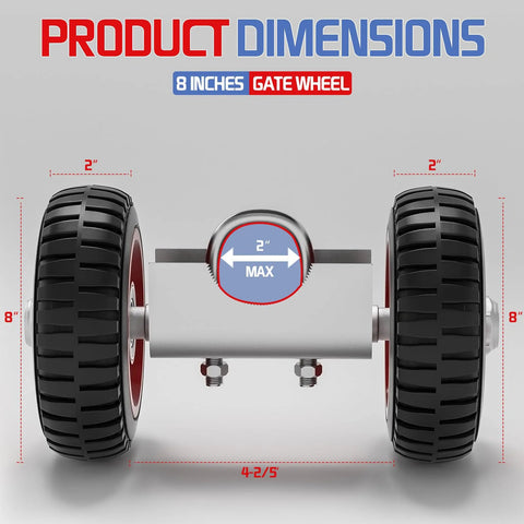 Front view of 8 Inch Rolling Gate Wheel For Sliding Gates Heavy Duty Casters For Chain Link Gates Metal Fence Or Wooden Gates