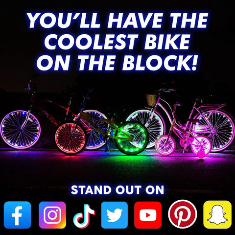 Light Up Your Ride With LED Bike Wheel Lights With Batteries Included Stay 100 Percent Brighter Multicolor glowing bikes at night