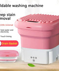 On The Go Portable Mini Foldable Washing Machine With Spin Dryer For Camping, RV And Travel, Easy To Carry Pink