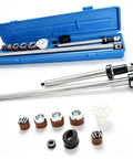 Under The Hood Camshaft Bearing Installer Remover Tool Universal Range 1.125 to 2.69 Inches heavy carbon steel tool set in blue case.