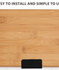 Heavy Duty Black Stainless Steel Tile Display Hangers, Wall Mount Hooks For Mirrors And Shelves, 8 Pack on bamboo surface.