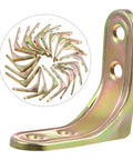 Heavy Duty Corner Braces 20 Piece Set Thickened Steel Right Angle Brackets Featuring Concealed Mounting Holes showing L-shaped brackets in gold finish.