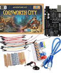 IDE Compatible STEM Learning Kit For Beginners Adventure Kit Cogsworth City with Hero R3 Board, LEDs, sensors, and components