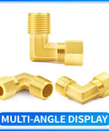 Brass Compression Elbow Fitting One Half Inch Tube OD To One Half Inch NPT Male 90 Degree Connector Two Pack For Plumbing Systems