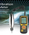 Handheld Vibration Meter With Vibrometer Analyzer, Dual Temperature Readout Celsius Or Fahrenheit, Piezoelectric Accelerometer Transducer, Converts Vibration Into Electrical Signal, Shows Speed, Acceleration, And Displacement For Pro Maintenance, split probe