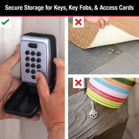 Wall Mount Key Lock Box With Push Button Lock, Outdoor Key Safe For Five Keys, Combination Lock Box, Model 5423EC, Black