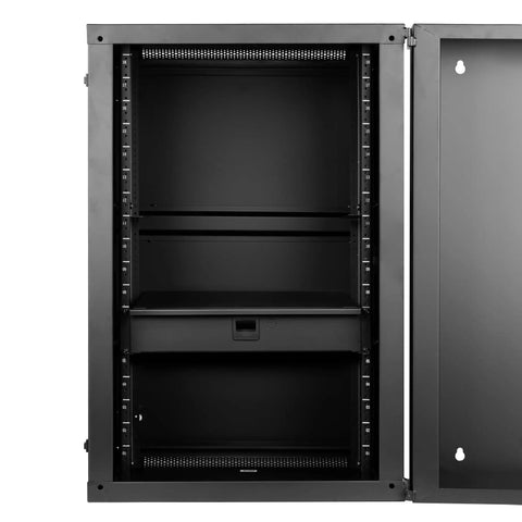 Lockable 2U Wired Microphone Rack Drawer Stores 10 Pro Mics With Tidy Recording Cabling Crafted From Gnarly Heavy Steel with open front.