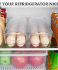 Clear Stackable Egg Organizer For Fridge Fits 14 Eggs BPA Free Plastic Storage Bin, 2 pack holds eggs in a fridge