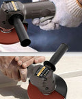 Badass Pneumatic Angle Grinder With 10000 Rpm Air Motor And 110Mm Disc For Fast Polishing Tasks being used for metal cutting.