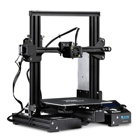 Ready To Ship FDM 3D Printer With Smooth Magnetic Build Plate And UL Certified Power Supply, side view showing components.