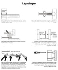 Installation guide for Lepatape cabinet door knobs, showing screw measurement, depth calculation, and installation steps.