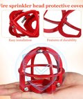 Knockout Pro Grade Heavy Duty Fire Sprinkler Head Guard Cover Protector Cage For Ceiling Impact Defense showing red metal cage in hand.