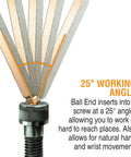 Ball End L Wrench Set Double Pack With ColorGuard 22 Piece Ultra Long Arm Allen Keys showing 25-degree working angle.