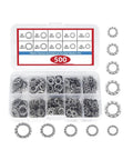Assorted Lock Washer Set With External And Internal Toothed Serrated Designs For M3 M4 M5 M6 M8 2000 Piece Kit in box
