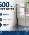 Rock Solid Floor Mounted Toilet Knurled Grab Bar With Leg Heavy Duty Brushed Nickel Stainless Steel Support Handle Bathroom Stand Assist Safety Rail 31 Inch near toilet with stable T-shape design and support features