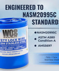 Heavy Duty.041 Inch Stainless Steel Safety Lock Wire, Workhorse Grade 304 Aviation Hardware Cord in blue spool.