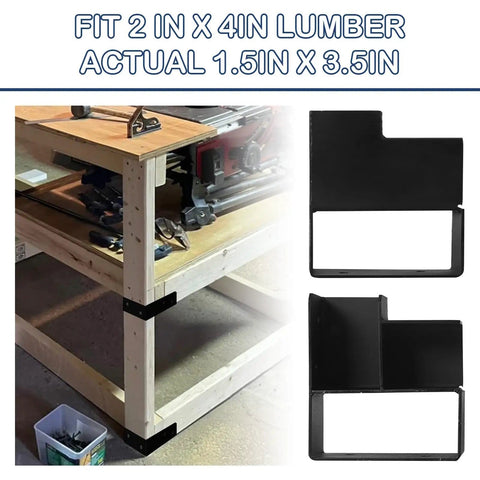 Heavy Duty Workbench Corner Brackets Kit For 2x4 Wood 3 Way Right Angle Brackets Actual 1.5x3.5 Inches with screws