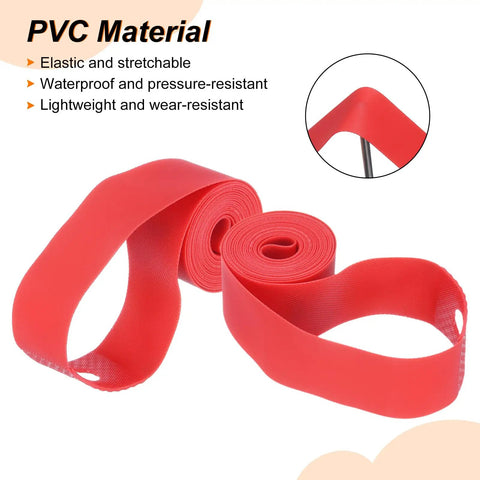 4 Pack 20 Inch Rim Strips 20mm PVC Tire Liner And Wheel Rim Tape Anti Scratch Guard for bikes displayed, highlighting elastic PVC material.