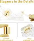 Shiny Gold Tone Office Desk Accessories Set With Acrylic Stapler Tape Dispenser highlight details