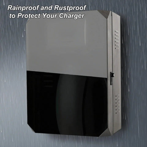 Top Notch Hella Tough Outdoor EV Charger Station Protective Storage Box with Steel shell, mounted, rainproof, rustproof.
