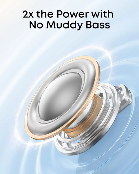 Close-up of Adaptive Noise Cancelling Wireless Earbuds speaker driver showing enhanced audio power and precision design.