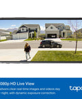 Smartphone displaying front yard view from Solar Powered Outdoor Security Cam 1080p Wireless Battery Powered With Solar Panel Person Detection Local Storage Or Optional Cloud No Monthly Fees Works With Alexa And Google Assistant C402 Kit