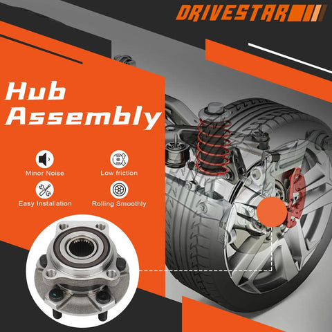 Front Wheel Hub And Bearing Assembly Pair For Subaru Outback Legacy 2005 To 2014 Top Shelf Heavy Duty Replacement With Rust Resistance Coating Street Ready Axle Unit close-up view showing assembly details.