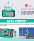 Auto turn off feature of 1 Inch Water And Fuel Flow Meter With Swivel 360 Connector For 2.6-26 GPM Inline NPT Thread With 1 Percent Accuracy