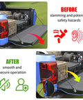 Heavy Duty Tailgate Lift Assist For 2007 To 2021 Toyota Tundra Trucks before and after installation showing smooth lowering action.