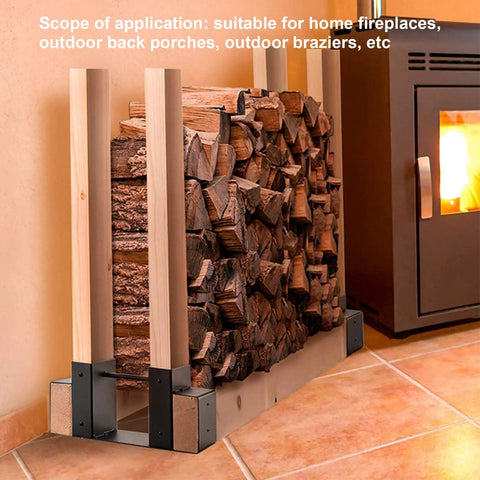 Heavy Duty Outdoor Firewood Rack With Adjustable Length Bracket Kit For Any Backyard Fire Pit Weatherproof Black Wood Storage For Logs And Kindling Built Tough Frame Easy Assembly Keeps Your Patio Clean And Ready
